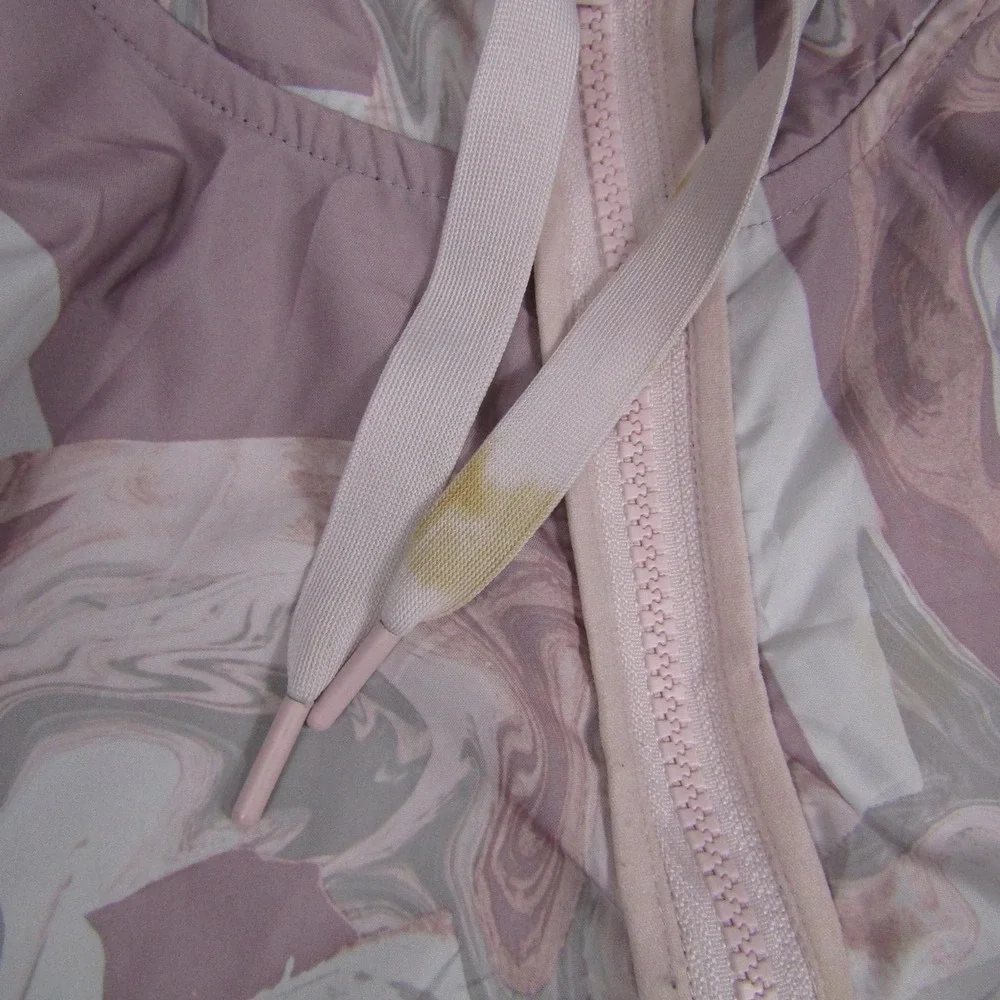 Nike Hooded Windbreaker Jacket Womens Small Pink Marble Anorak Pullover Half Zip